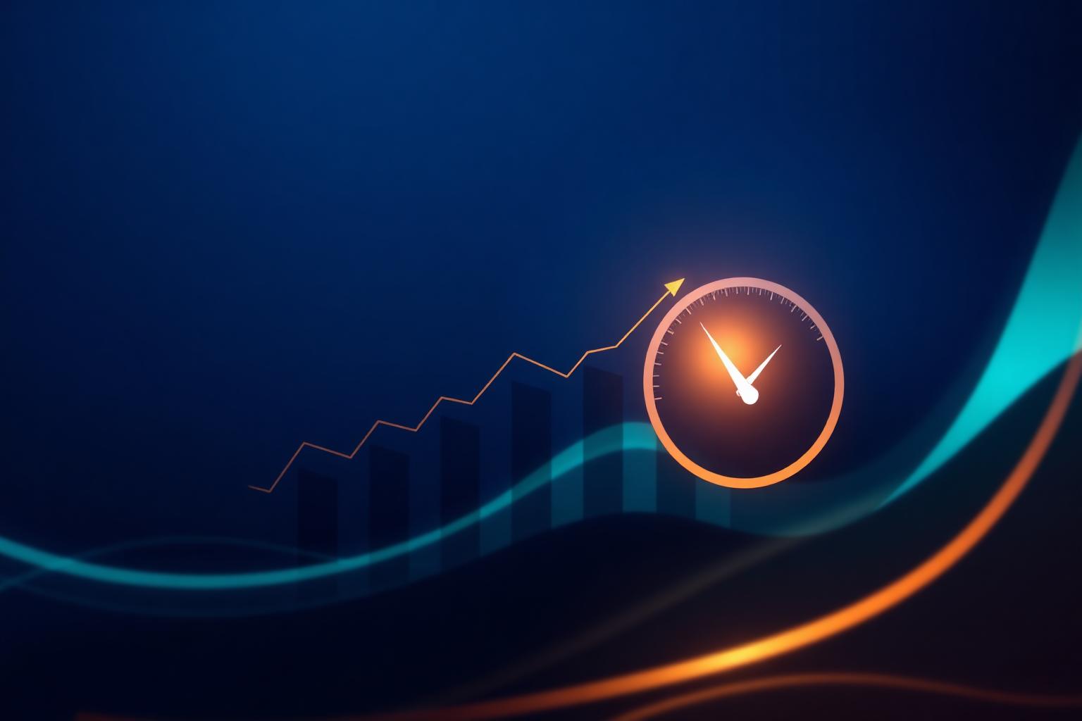 Abstract financial gauge and ascending performance chart